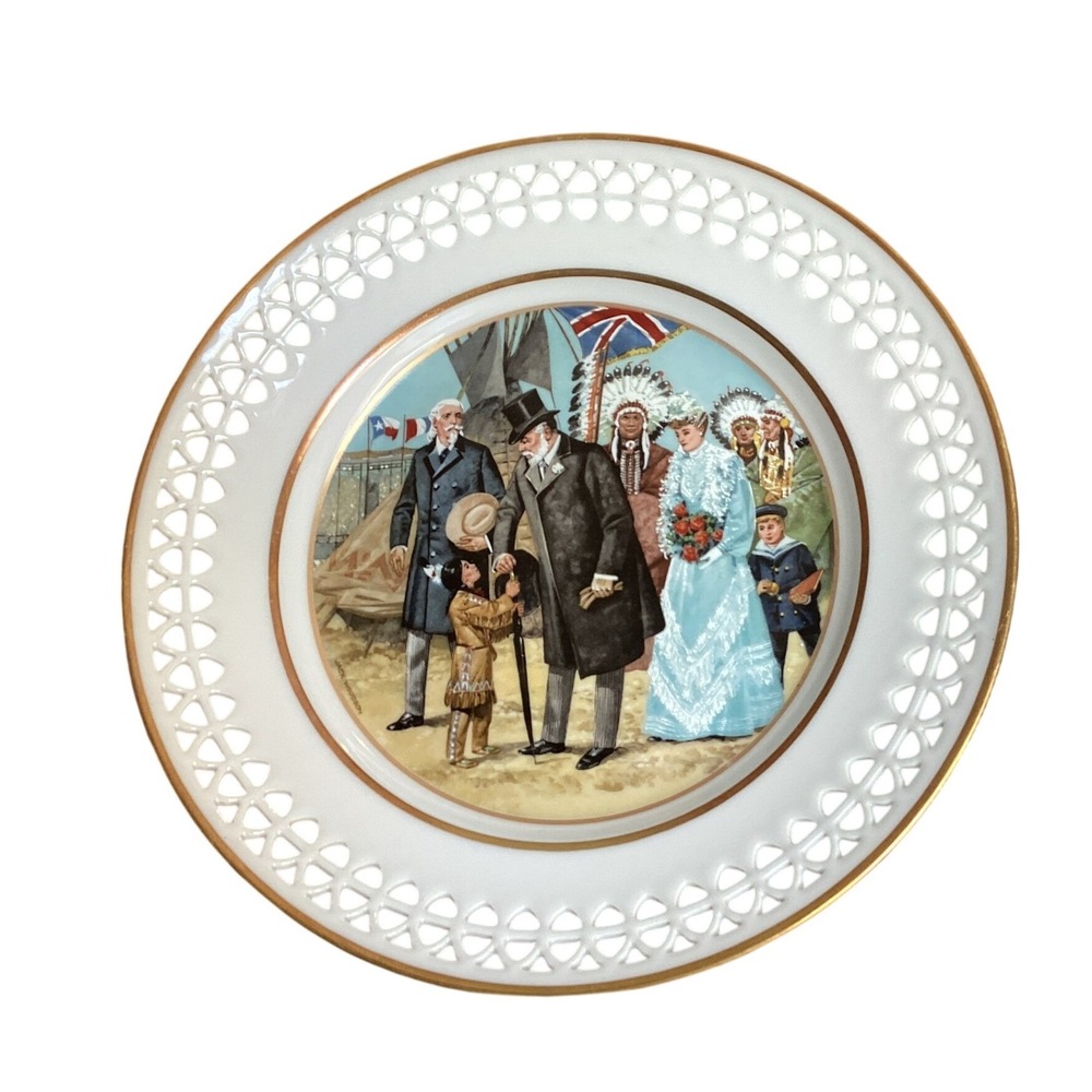 Buffalo Bill Wild West, Royal Visit Plate, 8th Ed, Gold Trim Excellent Condition